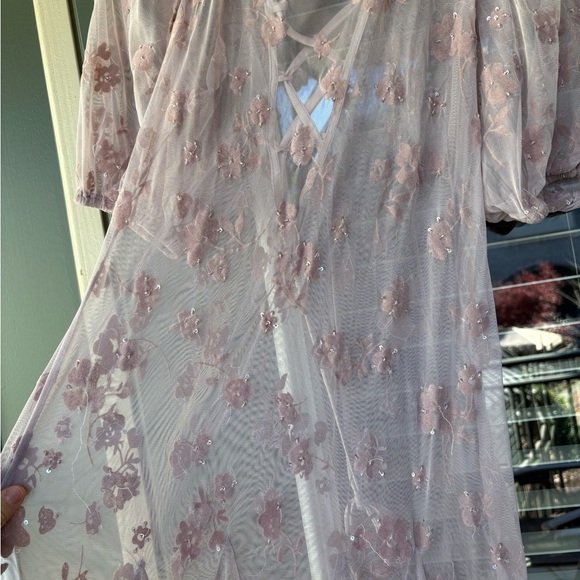 Free people viola sheet floral velvet burnout beaded maxi dress small - Picture 10 of 16